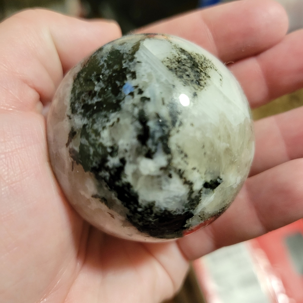 Rainbow moonstone sphere